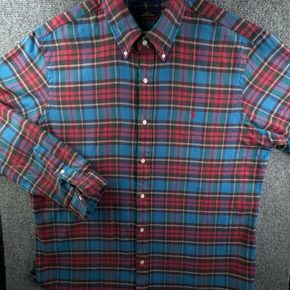Ralph Lauren Performance Flannel Button Up Shirt Men Long Sleeve Red Plaid 2XL - Picture 2 of 12